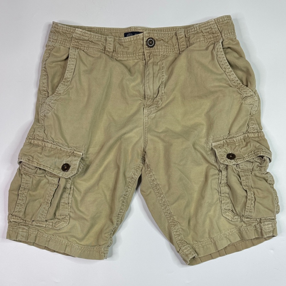 American Eagle Longer Length Khaki Cargo Shorts Size 32